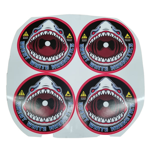 Large Great White Magnetics Stickers x4